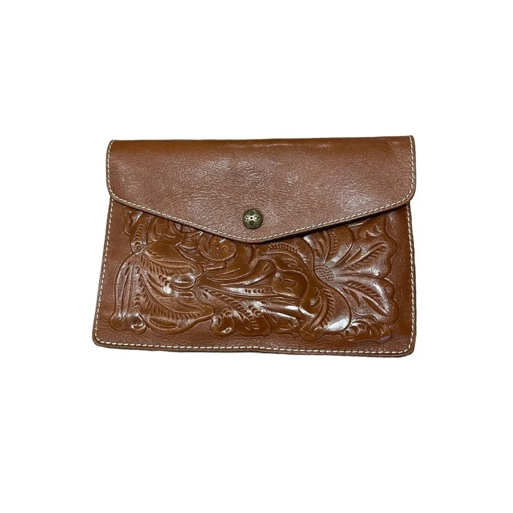 PATRICIA NASH Florence Midi Envelope Clutch Bag with Tooled & Smooth Leather‌‌